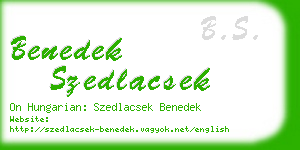 benedek szedlacsek business card